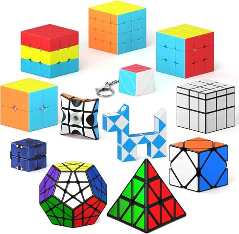 Vdealen Speed Cube Set, Magic Cube Bundle of 2x2 3x3 4x4 Pyramid Skewb Ivy Dino Windmill Puzzle Cube Pack, Christmas Birthday Party Toy Gifts for Kids Teens Adults (8 Pack) in Kuwait