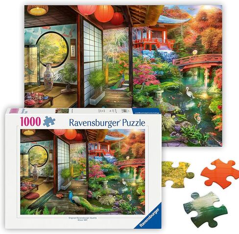 Ravensburger Japanese Garden Teahouse 1000 Piece Jigsaw Puzzle for Adults - 12000635 - Handcrafted Tooling, Made in Germany, Every Piece Fits Together Perfectly in Saudi Arabia