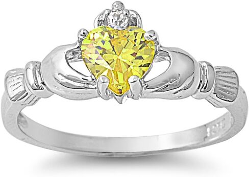 Closeoutwarehouse Heart White محاكاة الزركونيا الزركونيا claddagh حلقة ذهبية اللون in Kuwait