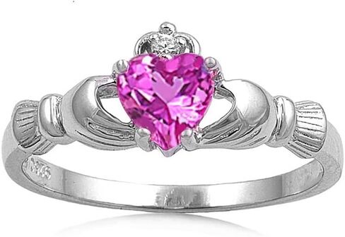 Closeoutwarehouse Heart White محاكاة الزركونيا الزركونيا claddagh حلقة ذهبية اللون in Kuwait