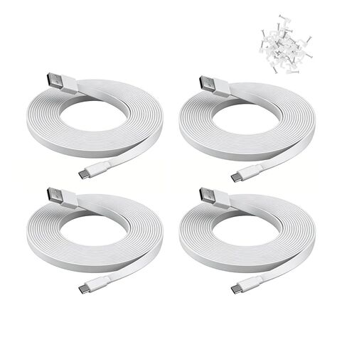 2 Pack 25 ft USB C Cable for Security Camera Outdoor Indoor, Type-C Extension Charging Cord Flat, Waterproof, with Wire Clips in Kuwait