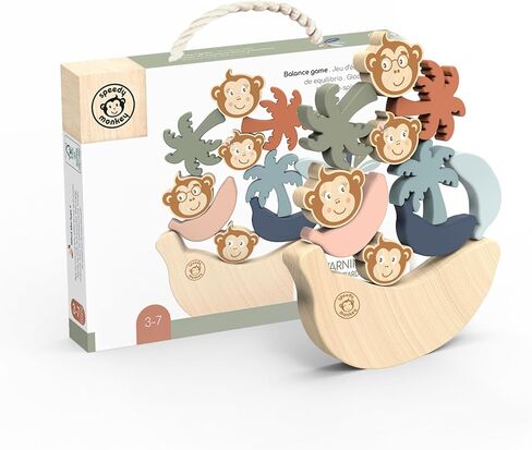 قرد سريع انظر لعبة المنشار ، كتل التراص الخشبية ، شعاع التوازن مع الموز ، أشجار النخيل والقرود ، يعزز معرفة الألوان ، المنطق والمهارات الحركية الدقيقة ، الطلاء غير السامة للأطفال in Kuwait