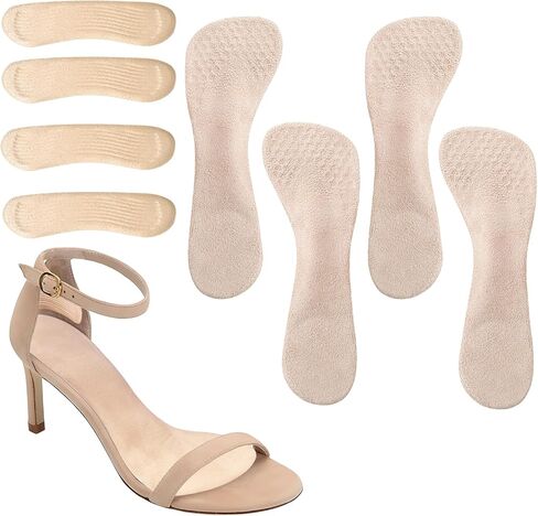 2 Pairs 3/4 Gel High Heel Insoles and 2 Pairs Heel Grips, Self-Adhesive Arch Support for Flats & Heels. Relieves Foot Pain, Fits Pumps, Sandals, Dress Shoes, Flats & Sneakers in Saudi Arabia