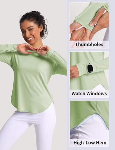 قمصان الشمس النسائية UPF 50+ حماية الأشعة فوق البنفسجية الطفح الطفح الطفح الخفيف الوزن السريع جاف جاف SPF قمم المشي لمسافات طويلة in Kuwait