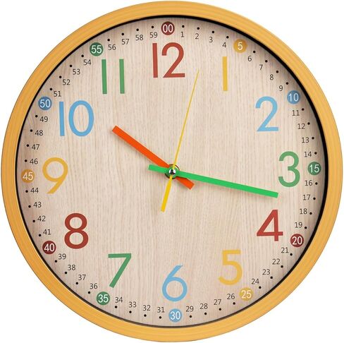 ساعة حائط للأطفال 12 بوصة صامتة غير موقوتة ملونة للأطفال ساعة حائط دائرية مزخرفة للفصول الدراسية والمدرسة والمكتب وغرفة النوم وغرفة المعيشة والمطبخ in Kuwait