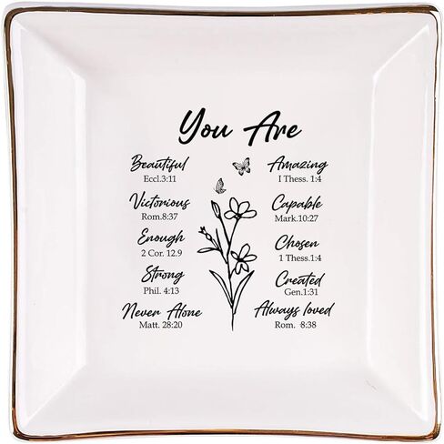 Christian Gifts for Women – Inspirational Trinket Dish Tray, Religious Catholic Spiritual Gifts Jewelry Plate with Bible Verse for Birthdays, Christmas in Kuwait