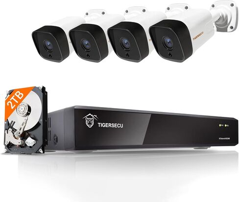 نظام كاميرا أمان من Tigersecu 5MP 8CH مع اكتشاف الحركة ، ومراقبة DVR والمراقبة في الهواء الطلق 4 × 5MP (2560 × 1920) كاميرات CCTV واسعة الزاوية ، IP66 ، رؤية ليلة 100 قدم ، محرك أقراص ثابتة 2 تيرابايت 2 تيرابايت in Saudi Arabia