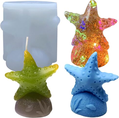 4 Pack Heart Candle Molds with Star Wavy Cylinder Shaped Silicone Molds for Candle Making, Home Party Décor Valentines Mothers Day Scented Candles Gypsum Wax Soap Flower Specimen Clay Resin Crafts in Kuwait