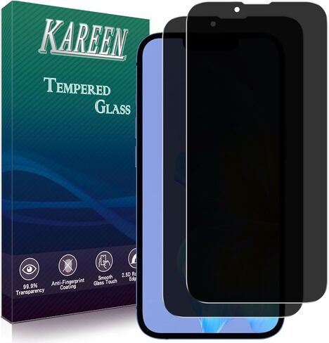 واقي شاشة خصوصية Kareen 2 Pack لـ iPhone 13 Pro Max/iPhone 14 Plus 6.7 بوصة مضادة للتجسس ، فيلم زجاجي خاص ، 9 ساعات ، سهلة التثبيت ، خالية من الفقاعات ، ودية في الحالة in Kuwait