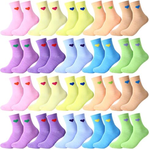 20 Pairs Heart Socks Bulk for Women Above Ankle Crew Socks for Mother Bridesmaid Birthday Gifts in Saudi Arabia