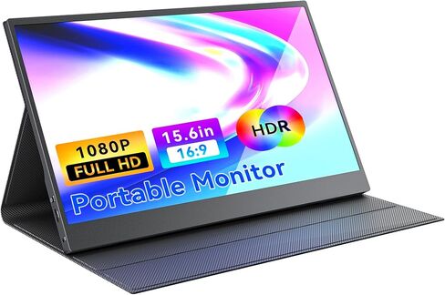 Portable Monitor 15.6 inch FHD 1080P 60Hz IPS Display, Dual USB-C & Mini HDMI Ports, Ultra-Slim Gaming Monitor with Smart Cover, Plug & Play for Laptop PC Mac Phone PS5 Xbox Switch in Saudi Arabia