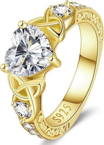 2ct moissanite خواتم الخطوبة للنساء d color VVS1 14K Gold Plated S925 Sterling Silver Celtic Womens Heart Promise Breath Breaks الذكرى الذكر in Kuwait