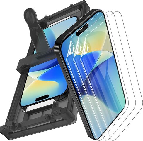 3 Pack for iPhone 16 Pro Max Screen Protector Film [Not Glass], 0.18mm Ultra Thin Flexible PET Film Screen Protector for iPhone 16 Pro Max with [Easy Installation Tray], Scratch-Resistant, HD Clear in Kuwait