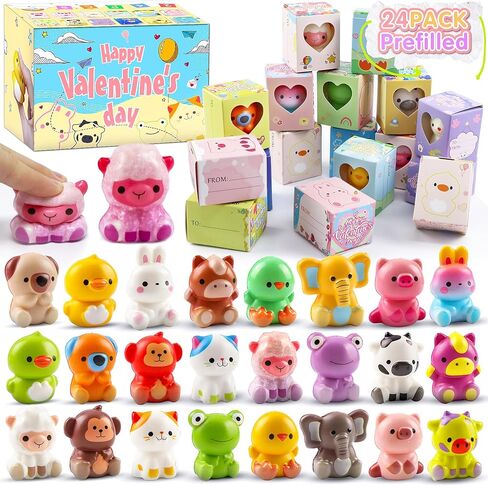 هدايا يوم عيد الحب للأطفال 24pcs ألعاب اسفنجي الحيوانات ، ألعاب تخفيف الإجهاد البطيئة ، حشوات حقيبة Goodie ، تفضل الحفلات لجوائز الفصول الدراسية in Kuwait
