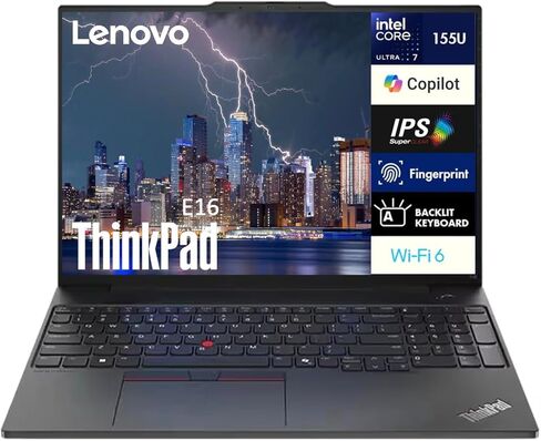 Lenovo ThinkPad E16 Gen 2 Business Laptop 16.0 "IPS FHD Display (Intel Core Ultra 7 155U (Beats I7-1355U) ، 64GB DDR5 ، 2TB PCIE SSD ، Backlit KB ، Phoushprint ، Thunderbolt 4 ، WIFI 6 ، Win 11 Pro) in Kuwait