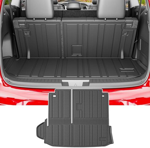 powoq Floor Mat Compatible with 7&8 Seat 2024 Toyota Grand Highlander Backrest Trunk Mat Cargo Liner Replacement for 2024 Toyota Grand Highlander Accessories (Cargo Mat with Backrest Mat+Floor Mat) in Saudi Arabia