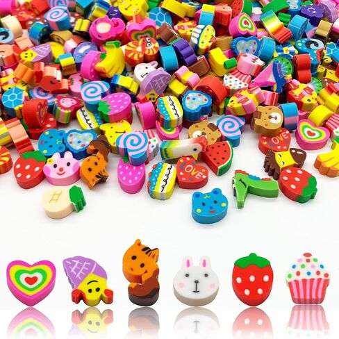 300 Pieces Rainbow Mini Erasers, Assortment Novelty Pencil Erasers Bulk for Rewards Prizes Gift in Kuwait