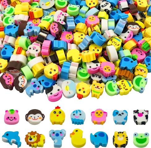 300 Pieces Rainbow Mini Erasers, Assortment Novelty Pencil Erasers Bulk for Rewards Prizes Gift in Kuwait
