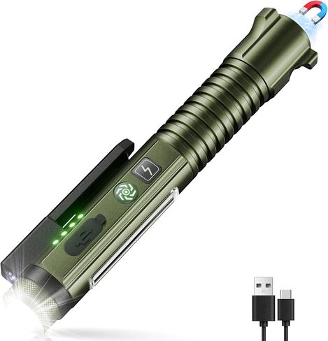 Rechargeable Flashlights High Lumens, Super Bright LED Powerful Tactical Flashlight, High Powered Flashlight, 5 Modes Zoomable Waterproof Handhel Flash Lights for Emergency Home Camping Hiking Outdoor in Kuwait