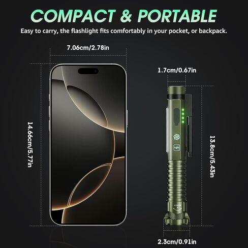 Rechargeable Flashlights High Lumens, Super Bright LED Powerful Tactical Flashlight, High Powered Flashlight, 5 Modes Zoomable Waterproof Handhel Flash Lights for Emergency Home Camping Hiking Outdoor in Kuwait