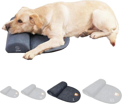 Dog Bolster Pillow for Large Dogs, Benefit for Cervical Vertebra and Neck, Easy to Carry When Traveling, with High Resilience Foam, Machine Washable Cover＆Easy to Clean (Dark Gray, Large) in Saudi Arabia