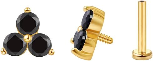 حلق الغضروف الجذاب Tragus Stud Trio CZ Stone Stone Flat Back Flats for Helix Conch داخليًا متمة مختبر in Saudi Arabia