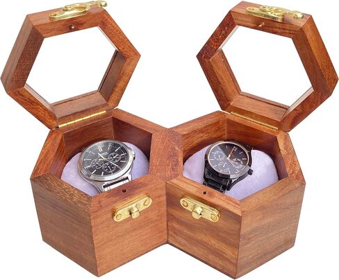 عيد أم سعيد عرض واحد مشاهدة CASE Premium Wood Watch Box منظم ، Sheesham Wood Watch Case للرجال ، والنساء مع وسادة مزدوجة وغطاء زجاجي هدية in Kuwait