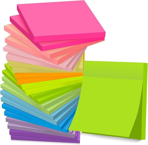 (18 Pack) Sticky Notes 3x3, Vintage Colors, Sticky Pads, Strong Adhesive, Recyclable, Self-Stick Pads, Easy to Post for Home, Office, Notebook in Kuwait