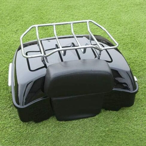 TCT-MOTORPARTS VIVID Black Tour Tour Pack Trunk +Packrest Pad for Harley Touring Road King Street Electra Glide 2014-2025 in Kuwait