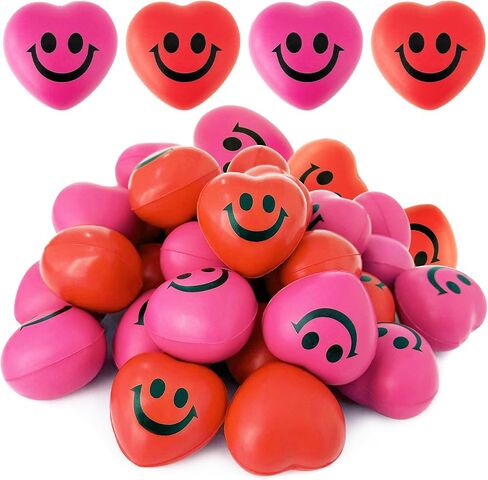 32 Pcs Heart Stress Balls,Mini Funny Heart Smile Squeeze Balls,Novelty Stress Relief Heart Shaped Ball for Class Reward,Valentines Party Gifts,Present Fillers in Kuwait