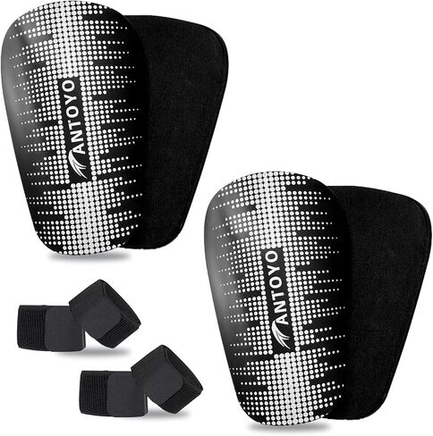 Mini Shin Guards Soccer-2 Pairs Small shin Guards and 2 Pairs Strap Shin Fixed Straps for 4-6,Match Equipment Protective Tiny shin Guards Soccer in Kuwait