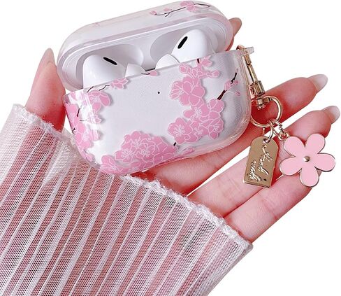 MINSCOSE Compatible with AirPods 4 Clear Case,Cute Flower Pattern Design with Floral Keychain, Soft TPU Protective Shockproof Cover for AirPods 4th Generation for Women Girls-Blue Flower in Saudi Arabia