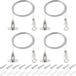 PATIKIL 4 Pcs Adjustable Picture Hanging Wire Kit, 2m/6.6ft Fit for 1.5mm Wire Heavy Duty PVC Coated Stainless Steel Wire Rope Hanger Hardware with Hanging Disc for Hanging Mirrors, Frames in Kuwait