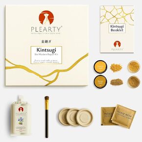 PLEARTY Kintsugi Repair Kit Food-Safe Linseed Resin Dishwasher Proof 20g Metallic Gold Mica Powder Detailed Booklet Modern Kintsugi kit for Beginners Japanese Art Gold Repair Kit in Saudi Arabia