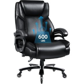 Vitesse 600 رطل كرسي مكتبي كبير وطويل مع مسند ذراع ، وخدمة شديدة الشقوق مع دعم قطني مريح ، كرسي المكتب التنفيذي لأشخاص ثقيل مع عجلة مطاطية هادئة (أسود) in Kuwait
