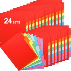 Fulmoon 320 Pieces 3 Ring Binder Dividers with Tabs 40 Sets 8 Tab Dividers for 3 Ring Binders Letter Size 3 Hole(White) in Kuwait