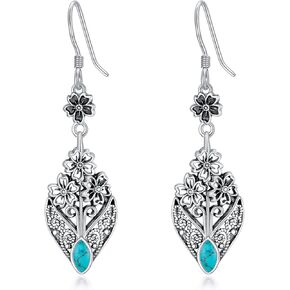 Amethyst Earrings for Women 925 Sterling Silver, Vintage Marquise Shape Amethyst Dangle Earrrings Bohemian Jewelry Birthday Christmas Gifts in Kuwait