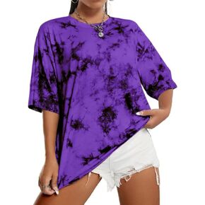 Avanova Women Letter Graphic Print Oversized Tee Shirt Short Sleeve Loose Fit Tops in Kuwait