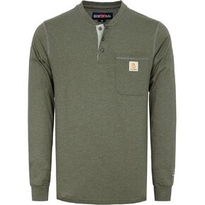 BOCOMAL FR Shirts for Men 5.5oz Lightweight Long Sleeve Work Henley Fire Resistant Shirt CAT2 in Kuwait