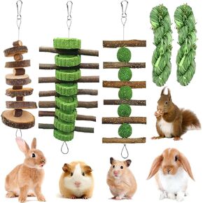 Rabbit Toys,Timothy Hay Stick for Guinea Pig Toy Bunny Chew Toys for Teeth Grinding Hamster Alfalfa Bite Treat Rabbit Molar Food Snack for Pet Rat Chinchilla Squirrel Gerbil-58PCS in Kuwait
