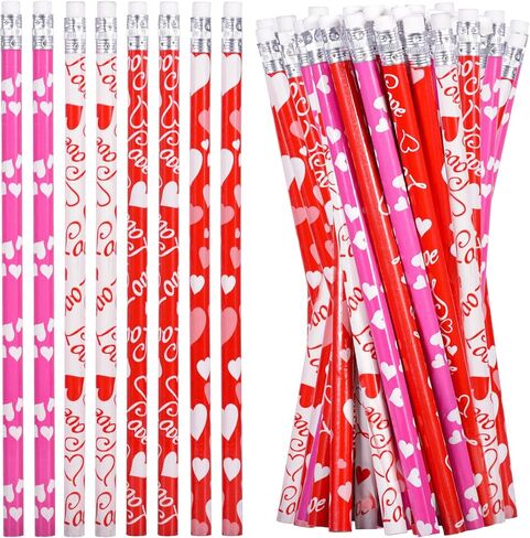 48 PCS Valentines Pencils Valentine Day Pencils Pencils Bulk Holdation Pencils مع أقلام محواة لأقلام المحو لصالح حفل ​​عيد الحب ، 48 Style (48) in Kuwait