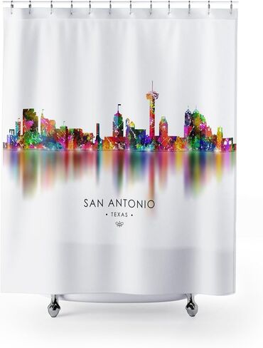 Seattle Shower Curtain – Colorful Skyline Design – Modern Urban Art for Bathroom – Bold Cityscape Decor – Unique Gift for Seattle Lovers – Fabric Curtain 71x74 – No Hooks Included in Saudi Arabia
