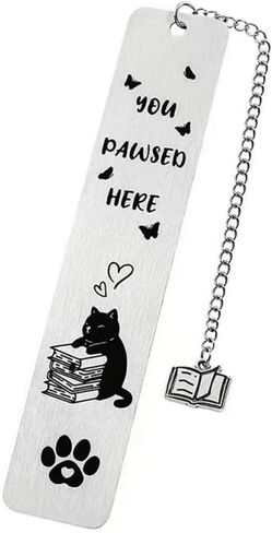 إشارة مرجعية للمعادن ، علامات كتاب لطيفة لقراءة النساء/الرجال/عشاق الكتب/الأطفال/الأصدقاء - إكسسوارات الكتب الدائمة والمقاومة للصدأ ، هدية عشاق القط (عيد ميلاد ، عيد الميلاد ، هدايا التخرج) in Kuwait