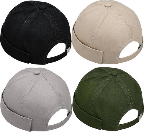 4 أجهزة كمبيوتر محفورة قبعة قبعة Docker No Brim Hats Sailor Skullcap Caps Skull Cuff Cuff Beanie Hip Hop Hots with Buckle for Men Women Teen Teen in Kuwait
