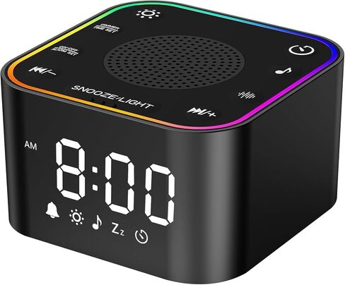 White Noise Machine with Alarm Clcok: 30 Soothing Sound Machine for Bedrooms - Adjustable Volume & Night Light, Sleep Timer (Black) in Kuwait