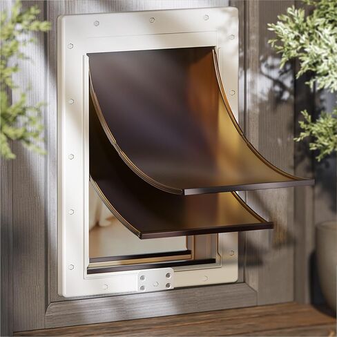 Never Rust Plastic Dog Door, Doggy Doggie Door, Cat Door for Easy Install in Interior and Exterior Doors or Wall, Double Magnetic Flaps, Closing Panel, Pet Door for Pets Up to 45lb (Medium) in Kuwait