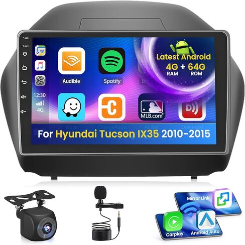 2+64g Android 13 Carplay Car Stereo Radio for Hyundai Tucson IX35 2010-2015 ، 10.1 '' HD Touch Screen متوافق مع Android Auto ، وكاميرا AHD الاحتياطية ، وملاحة GPS ، و WiFi ، و FM RDS in Kuwait