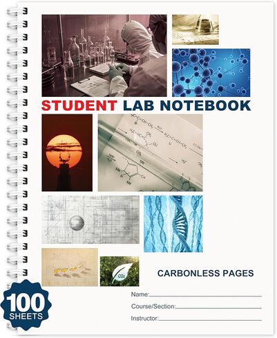 Yeplan Carbonless Lab Notebook - 8.5" x 11" Chemistry Notebook with 50 Sets of Pages, Science Grid Paper, Protective Translucent Cover & Wire-O Binding, for Students/Researchers in Saudi Arabia
