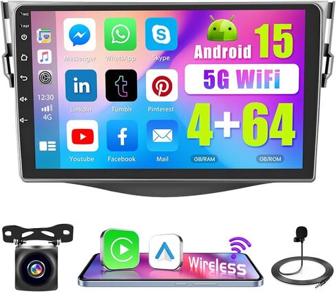 [FIT J-B-L] راديو سيارة لتويوتا RAV4 2007 2008 2008 2010 2011 مع Carplay Android Auto ، 4+64G 9 بوصة شاشة Thouch Screen مع 1280 * 720 32EQ GPS WiFi in Saudi Arabia