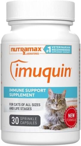 Nutramax Imuquin Immune Health Supplement Powder for Cats, with Beta Glucans, Marine Lipids, Vitamins and Minerals, 30 Packets, Updated Version in Saudi Arabia